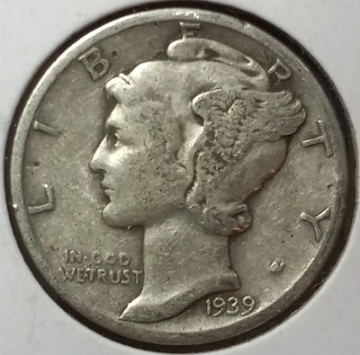 1939-P MERCURY 90% SILVER DIME (Fine Details) - Image 1 of 3