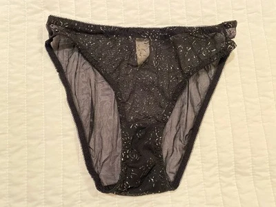 Calcinha Vintage Sears Preta Malha Transparente Tamanho Médio - Imagem 1 de 4