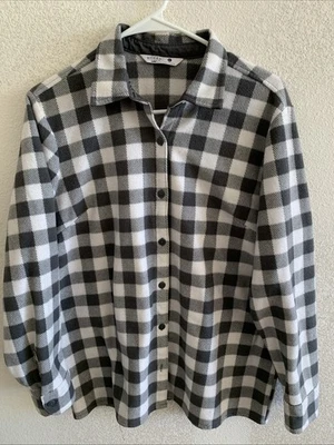 Lee Riders Women's Lg Gray/White Plaid Flannel Button Up Shirt - Image 1 of 3