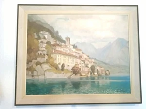 Großes Ölbild Gandria am Luganer See - Bild 1 von 2