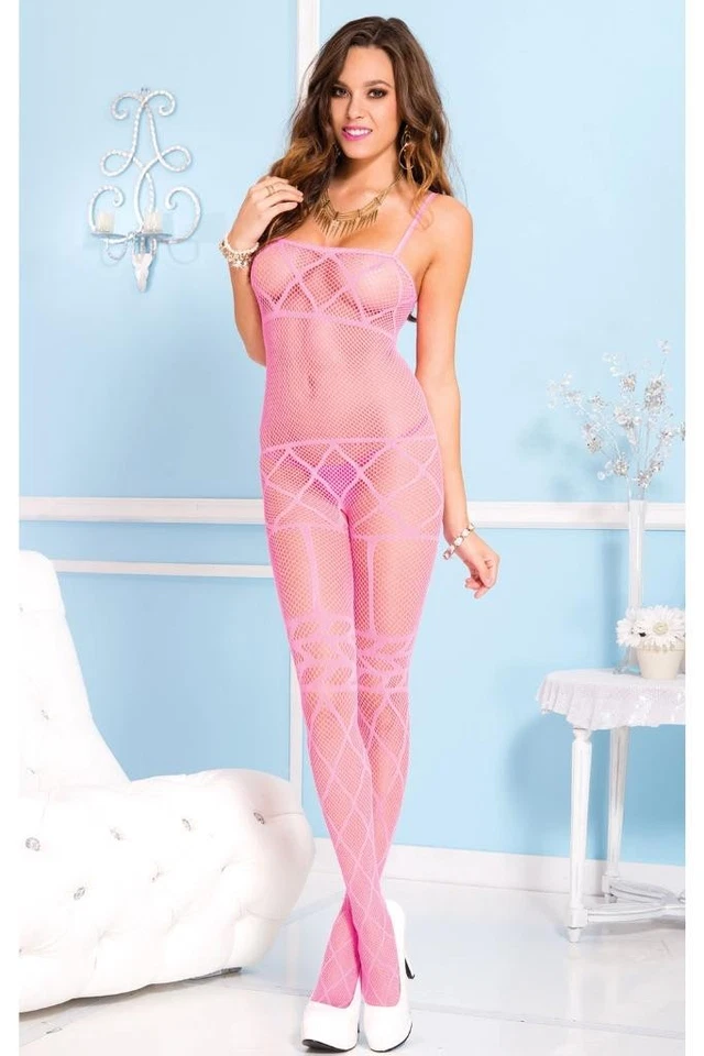 Sexy PIERNAS DE MÚSICA Red CRISS-CRUZADO Diamante TOP Pantalones Cortos STOCKING Diseño BODYSTOCKING Foto 1 de 1