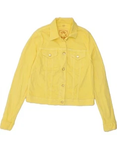 MICHAEL KORS Womens Crop Denim Jacket UK 10 Small Yellow Cotton AF02 - Picture 1 of 3