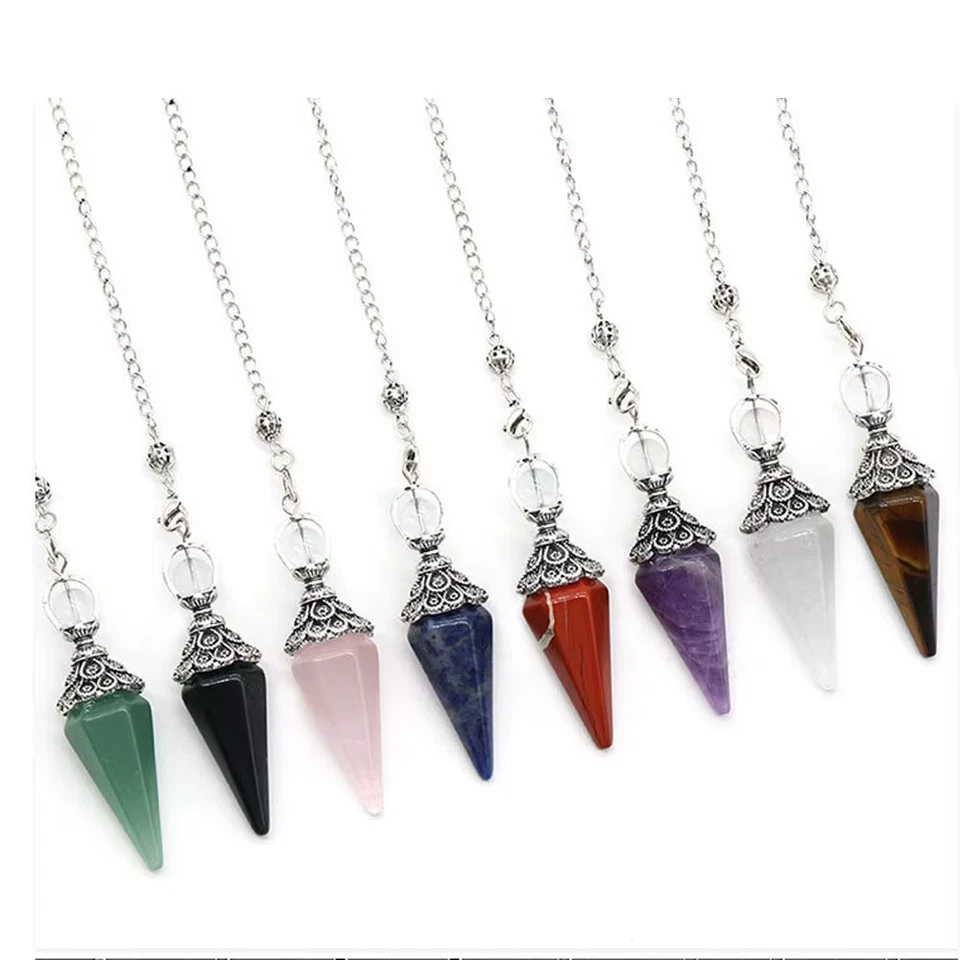 Naturstein Kristall Reiki Pendel Rosenquarz Amethyste Sechseckige Kegelform Char - Bild 1 von 4