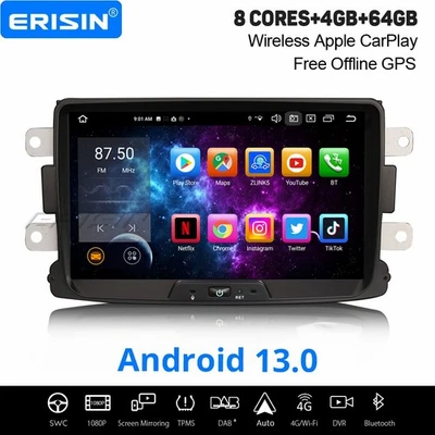 8" Android 14 Autoradio GPS Navi Dacia Duster Logan Sandero Dokker Lodgy 64GB BT - Bild 1 von 4
