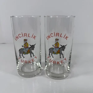 Vintage Incirlik Truthahn Esel Luftfuß Maskottchen Nasreddin Hodja Trinkgläser 2 - Bild 1 von 9
