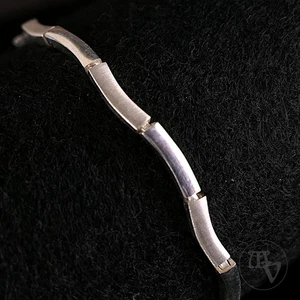 925 Silber Modernes Armband 19cm Damen Gliederarmband teilw. mattiert 8,9g - Picture 1 of 7