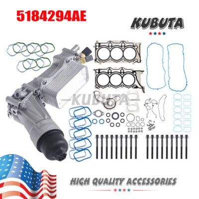 Oil Filter Assembly & Head Gasket Set Bolt Kit For Jeep Dodge Chrysler 3.6L Foto 1 de 4
