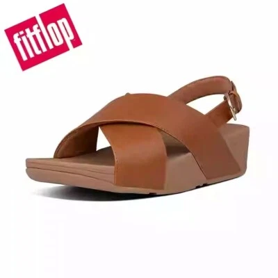 Zapatillas de verano de cuero Fitflop para mujer sandalias de cruce mulas playa plataforma zapato
