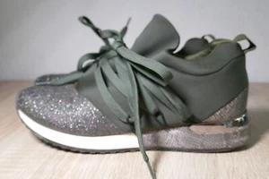 ❤️ LA STRADA LS GRÜNE SNEAKER GRÖßE 39 SPITZE MIT GLITZER EXTRAVAGANTE SCHNÜRUNG - Bild 1 von 20
