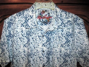 ROBERT GRAHAM Men's Short Sleeve Blue Cotton Sport Shirt Size Large Excellent - Picture 1 of 8