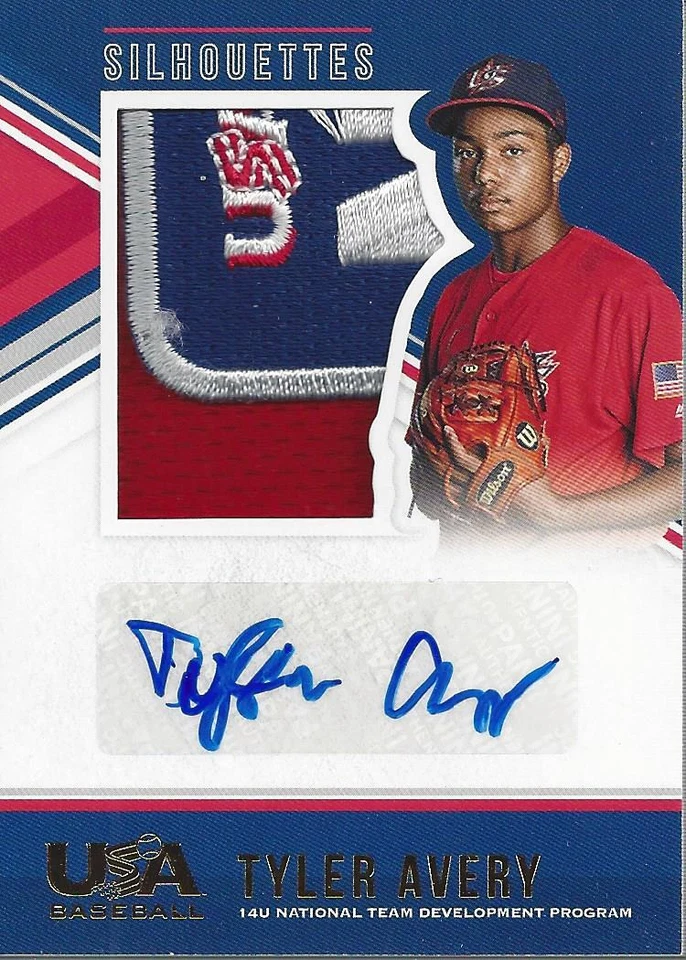 2018 USA Stars Stripes Silhouettes #141 Tyler Avery Auto Jersey Patch /3 - NM-MT - Image 1 of 2