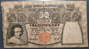 ITALIA BANCO DI NAPOLI 50 LIRE 31/05/1915 BC+ - Picture 1 of 2