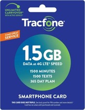 TracFone 365 Days + 1500 Minutes/Texts/Data Refill Smart Cell Phone Direct Load