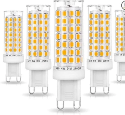 No Flicker G9 Led Bulbs Dimmable 6W White 4000-4500K,AC120V Dimmable 5pack - Image 1 of 4