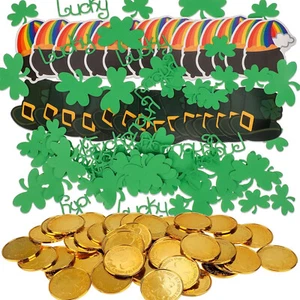 150pcs St. Patrick's Day Good Luck Coins, Shamrock Clover Confetti Irish party - Picture 1 of 7