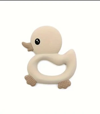 BABY TODDLER SILICONE BPA FREE TEETHER BIEGE RUBBER DUCK BABY SHOWER GIFT TOY  - Image 1 of 4