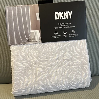DKNY Tela Cortina de Ducha Roseta Estampado Floral Blanco Gris Texturizado Nuevo Foto 1 de 4