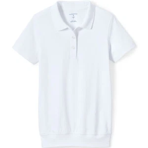 NEW Lands' End Kids Short Sleeve Polo Shirt Boys or Girls White Size XXL 18 - 20 - Picture 1 of 5