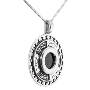 Kabbalah Pendant with Angels Names Silver 925 and Black Onyx Talisman Amulet - Picture 1 of 5