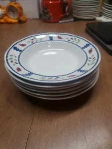 Adams Lancaster Set Of 6 Floral Rimmed Soup Bowls 7 3/4" England Euc+ Bin 179 - Picture 1 of 13