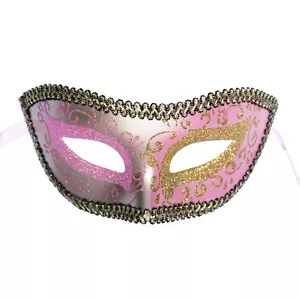 Pink Venetian Mask Masquerade Ball Prom Party Mardi Gras Halloween Wedding - Picture 1 of 3