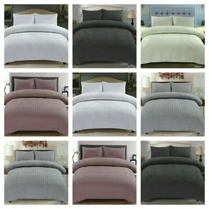 Seersucker Duvet Cover Set Rich Cotton Bedding Sets All Sizes Available - Picture 1 of 35