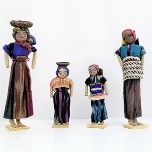 Muñecas Hechas a Mano Familia Arte Popular Hombre Mujer Niño Niña Niños Cultural 5-8 Pulgadas - Imagen 1 de 12
