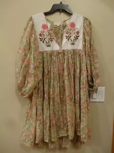 Daughter's of India Diya Mini Floral Pistachio Dress. Size L - Picture 1 of 4