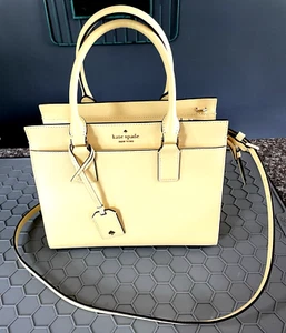 KATE SPADE CAMERON BUTTER YELLOW COLOR SAFFIANO LEATHER CROSSBODY SATCHEL NWT - Picture 1 of 14