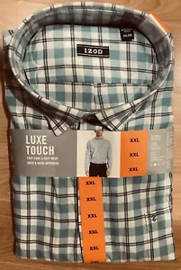 IZOD Mens LUX TWILL Button Down Shirt XXL Blue Check - Picture 1 of 6
