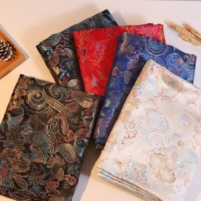 Faux Silk Satin Fabric Craft Brocade Damask Embroidery Floral DIY 148 100cm - image 1 of 4