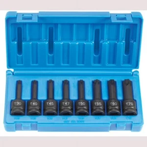 1/2" Drive 8 Piece Internal Star Impact Driver Set GREY PNEUMATIC 1300T - Picture 1 of 2