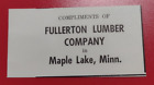 1962 Fullerton Lumber Advertisement Maple Lake, Minnesota