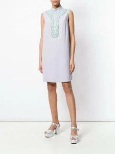 New PRADA  $4600 Peach Bijou Beaded Mock-Neck Crepe Cocktail Dress Size 42 - Picture 1 of 9