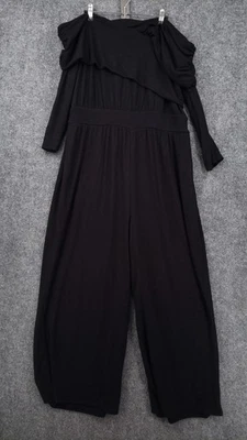NEW Lane Bryant Jumpsuit Womens 18 20 Plus Black Knit Wide Leg Off The Shoulder - Image 1 of 4