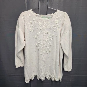 MAGLIONE MANICA LUNGA COLLEEN'S COLLECTIBLES ACCENTO FLOREALE TAGLIA LARGE - Foto 1 di 24