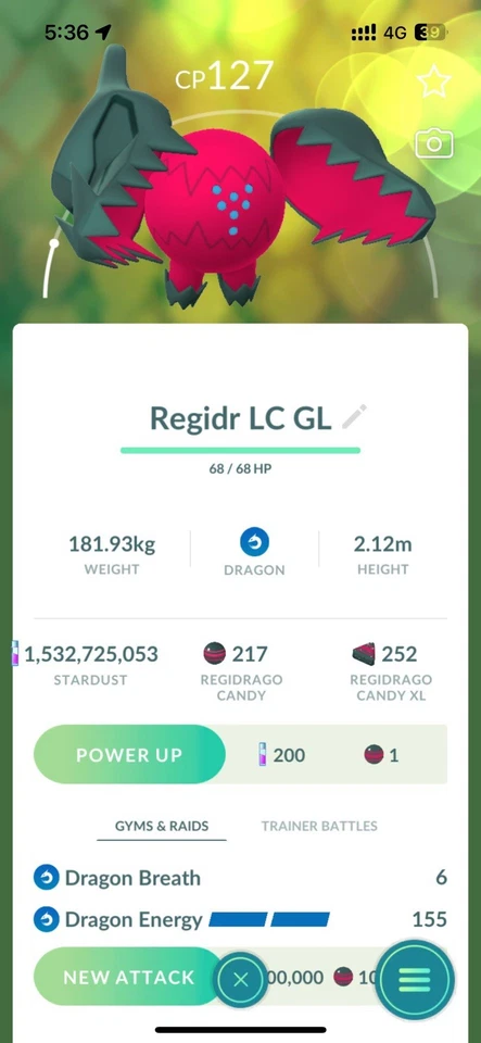Regidrago for Little Cup or Great League with Dragon Breath & Energy ☑️ - Image 1 of 1