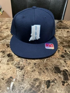 NWT Mitchell & Ness Indiana State Sycamores Fitted 7 3/8 Navy Blue Hat 100% Wool - Picture 1 of 3