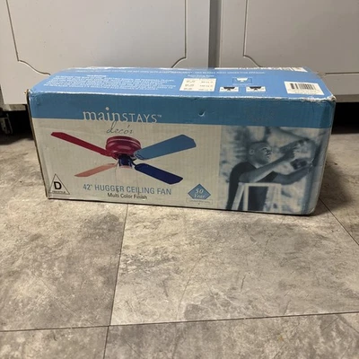 Vintage 42" Hugger Ceiling Fan Multi-Color Kids Rainbow Red Yellow Blue Green - Image 1 of 4