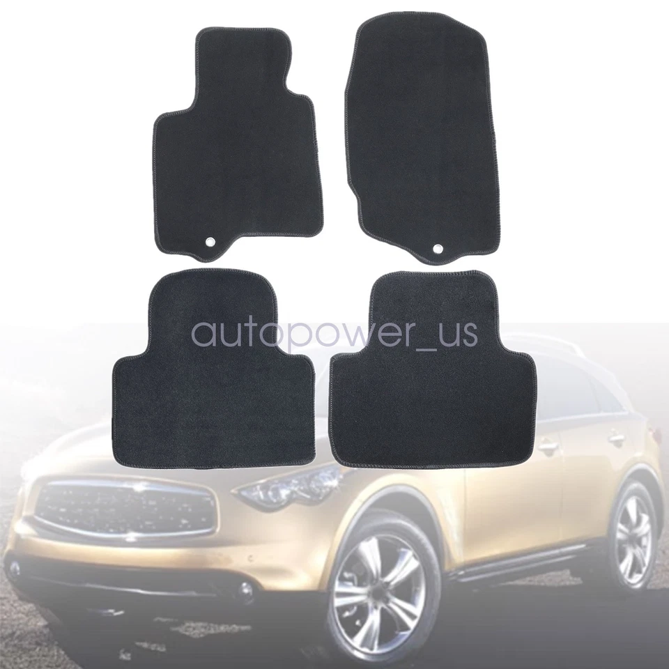 Alfombrillas alfombrillas delanteras traseras terciopelo negro para Infiniti FX35/FX50/QX70 2009-2017 Foto 1 de 4