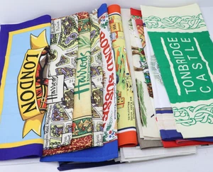 Lot of 20 Vintage Souvenir Tea Towels Travel Decor Harrods England - Picture 1 of 15