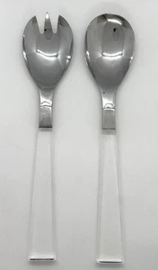 Vintage FB Rogers 2 Pcs Clear LUCITE Salad Serving Set MCM 9-3/4" Fork & Spoon - Picture 1 of 3