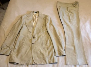 Vintage 1970’s Sammy Davis Jr Fashion Originals 2 Piece Beige Suit - Picture 1 of 17