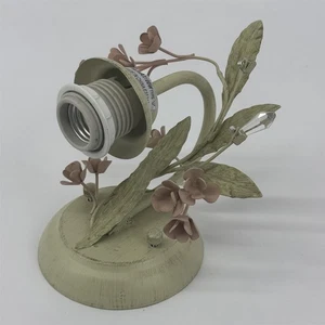 Tole elektrische Wandleuchte grün mit rosa Blumen grüne Blätter Kristalle - Bild 1 von 5