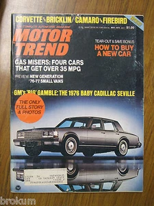 MOTOR TREND MAY 1975 CORVETTE VS. BRICKLIN / CAMARO VS. FIREBIRD - Picture 1 of 3