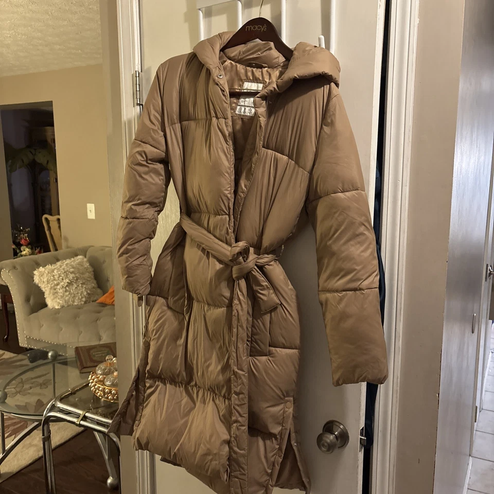 Abercrombie и Fitch A & F Aircloud длинный пуховик пальто коричневый ремень женщин XS - Изображение 1 из 4