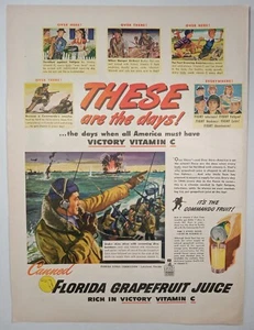 WWII Florida Commando Grapefruit Juice War Military Art Colorful Vtg Print Ad - Picture 1 of 1