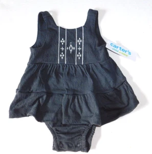 3 6 Month Infant Baby Girl Summer Outfit One Piece Dark Gray - Picture 1 of 5