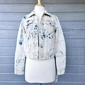 Free People XS Jones Blue Denim Tie Dye Jacket Womens (Fits A Medium) Oversized - Picture 1 of 10