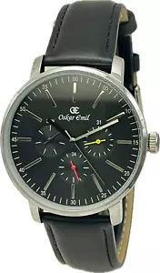 Orologio Oskar Emil Classic MIRAGE Qualità Uomo Quadranti Sotto Giorno/Data Pelle Nera - Foto 1 di 5